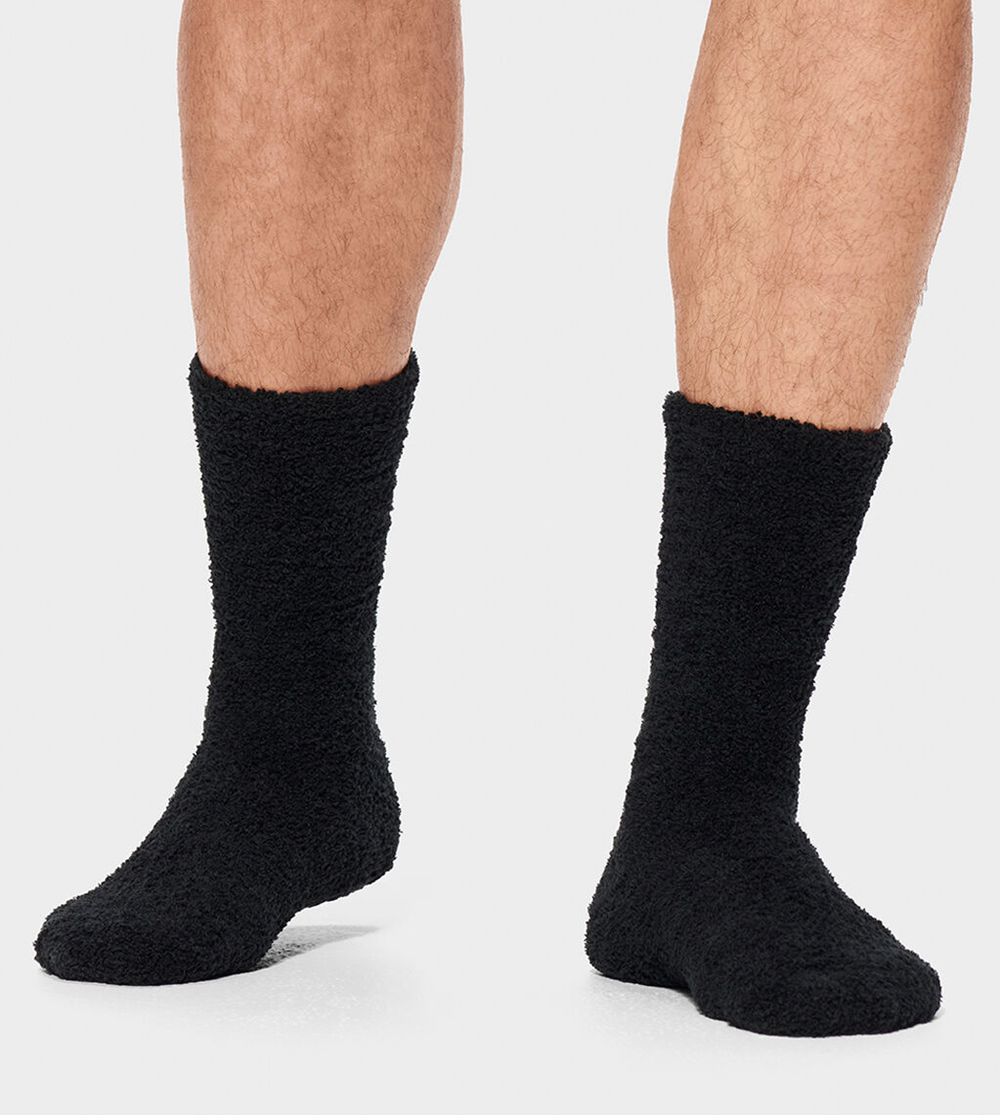 Ugg Fincher Ultra Cozy Crew - Mens Socks - Black - NZ (8194EQITF)